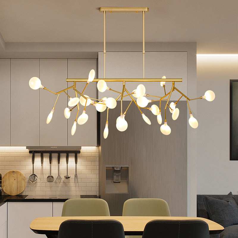 Firefly Dining Room LED Hanging Lamp Opal Glass Simplistic Island Chandelier Light Clearhalo 'Ceiling Lights' 'Island Lights' Lighting' 2205930