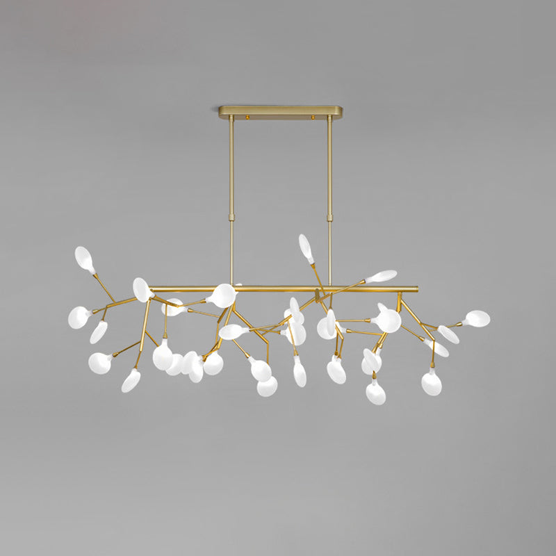 Firefly Dining Room LED Hanging Lamp Opal Glass Simplistic Island Chandelier Light 36 Gold Downrods Clearhalo 'Ceiling Lights' 'Island Lights' Lighting' 2205933