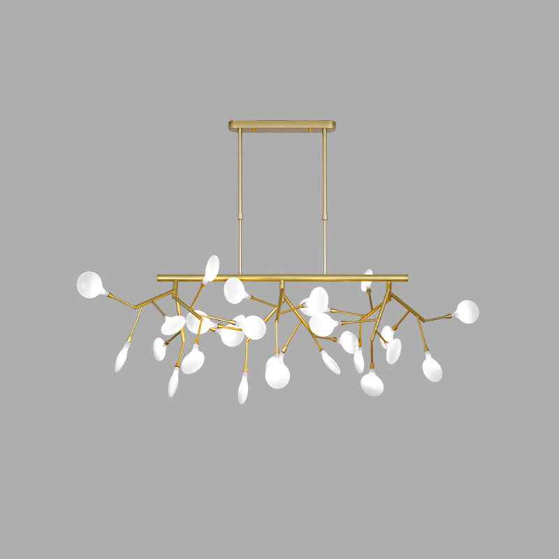 Firefly Dining Room LED Hanging Lamp Opal Glass Simplistic Island Chandelier Light 27 Gold Downrods Clearhalo 'Ceiling Lights' 'Island Lights' Lighting' 2205934