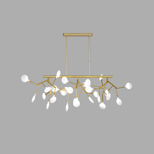 Firefly Dining Room LED Hanging Lamp Opal Glass Simplistic Island Chandelier Light 27 Gold Downrods Clearhalo 'Ceiling Lights' 'Island Lights' Lighting' 2205934