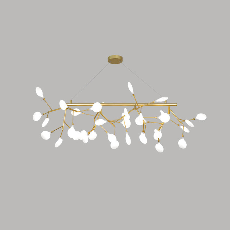 Firefly Dining Room LED Hanging Lamp Opal Glass Simplistic Island Chandelier Light 36 Gold Cord Clearhalo 'Ceiling Lights' 'Island Lights' Lighting' 2205935