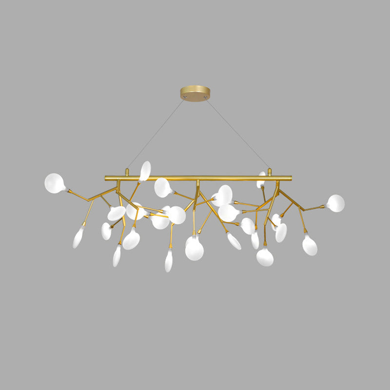 Firefly Dining Room LED Hanging Lamp Opal Glass Simplistic Island Chandelier Light 27 Gold Cord Clearhalo 'Ceiling Lights' 'Island Lights' Lighting' 2205936