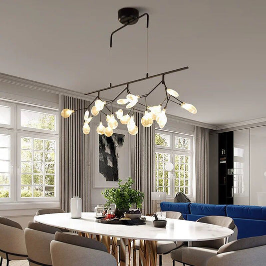 Branched Firefly Island Light Fixture Nordic Style Clear Glass Dining Room LED Ceiling Pendant Light Black Clearhalo 'Ceiling Lights' 'Island Lights' Lighting' 2205964