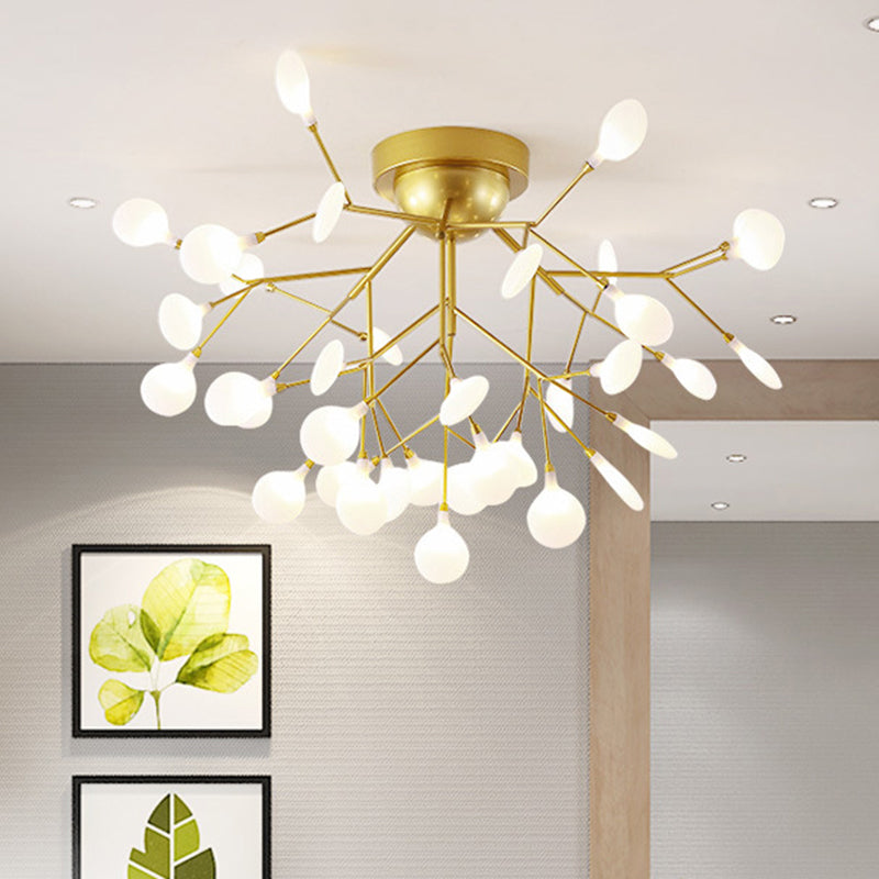 Metallic Tree Branch LED Semi Flush Light Nordic Style Flush Mount Ceiling Chandelier Clearhalo 'Ceiling Lights' 'Close To Ceiling Lights' 'Close to ceiling' 'Semi-flushmount' Lighting' 2205972