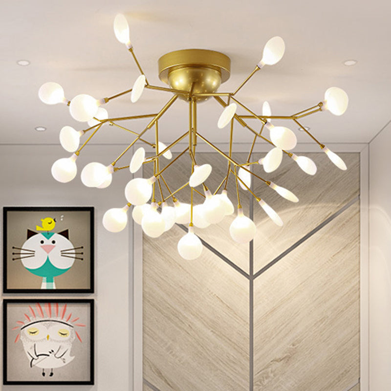 Metallic Tree Branch LED Semi Flush Light Nordic Style Flush Mount Ceiling Chandelier Clearhalo 'Ceiling Lights' 'Close To Ceiling Lights' 'Close to ceiling' 'Semi-flushmount' Lighting' 2205973