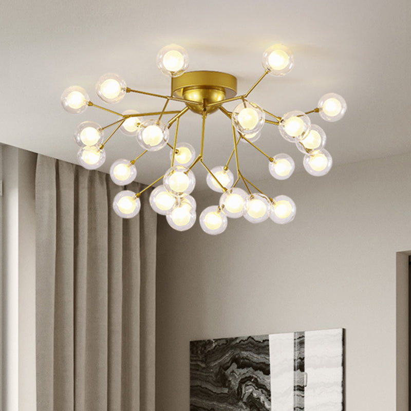 Metallic Tree Branch LED Semi Flush Light Nordic Style Flush Mount Ceiling Chandelier Clearhalo 'Ceiling Lights' 'Close To Ceiling Lights' 'Close to ceiling' 'Semi-flushmount' Lighting' 2205974