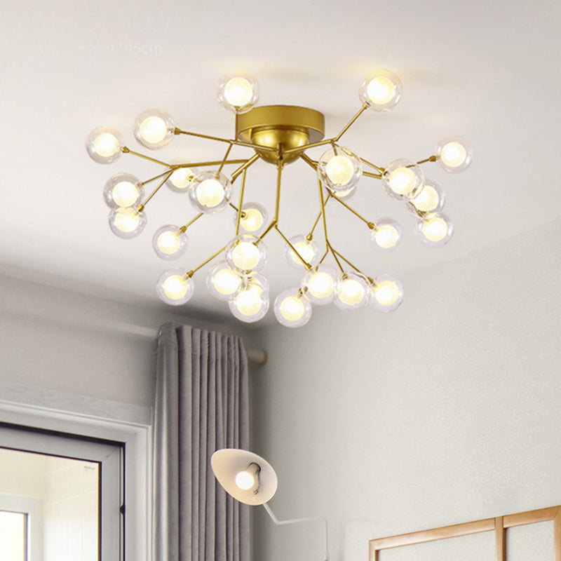 Metallic Tree Branch LED Semi Flush Light Nordic Style Flush Mount Ceiling Chandelier Clearhalo 'Ceiling Lights' 'Close To Ceiling Lights' 'Close to ceiling' 'Semi-flushmount' Lighting' 2205975