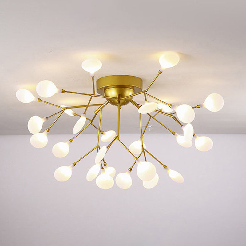 Metallic Tree Branch LED Semi Flush Light Nordic Style Flush Mount Ceiling Chandelier 27 Gold Leaf Clearhalo 'Ceiling Lights' 'Close To Ceiling Lights' 'Close to ceiling' 'Semi-flushmount' Lighting' 2205983