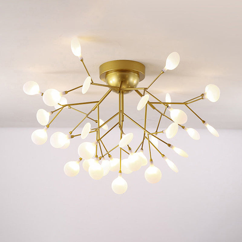 Metallic Tree Branch LED Semi Flush Light Nordic Style Flush Mount Ceiling Chandelier 45 Gold Leaf Clearhalo 'Ceiling Lights' 'Close To Ceiling Lights' 'Close to ceiling' 'Semi-flushmount' Lighting' 2205995