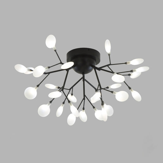 Firefly Shade LED Semi Flush Postmodern Firefly Living Room Ceiling Mount Chandelier 27 Black Clearhalo 'Ceiling Lights' 'Close To Ceiling Lights' 'Close to ceiling' 'Semi-flushmount' Lighting' 2206018