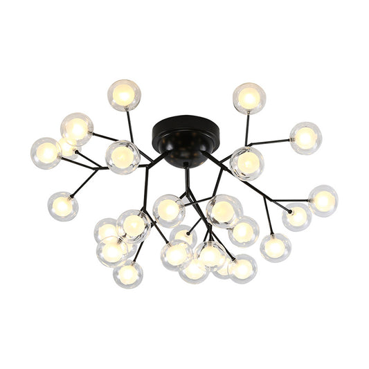 Simplistic Tree Branch LED Semi Flush Mount Metallic Living Room Close To Ceiling Chandelier in Black Clearhalo 'Ceiling Lights' 'Close To Ceiling Lights' 'Close to ceiling' 'Semi-flushmount' Lighting' 2206049