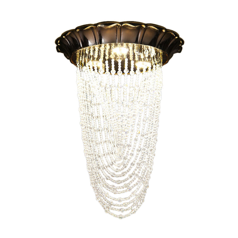 Beaded Flush Mount Light Simple Style Crystal Chain LED Chrome Ceiling Flush Mount Light Clearhalo 'Ceiling Lights' 'Close To Ceiling Lights' 'Close to ceiling' 'Flush mount' Lighting' 220611