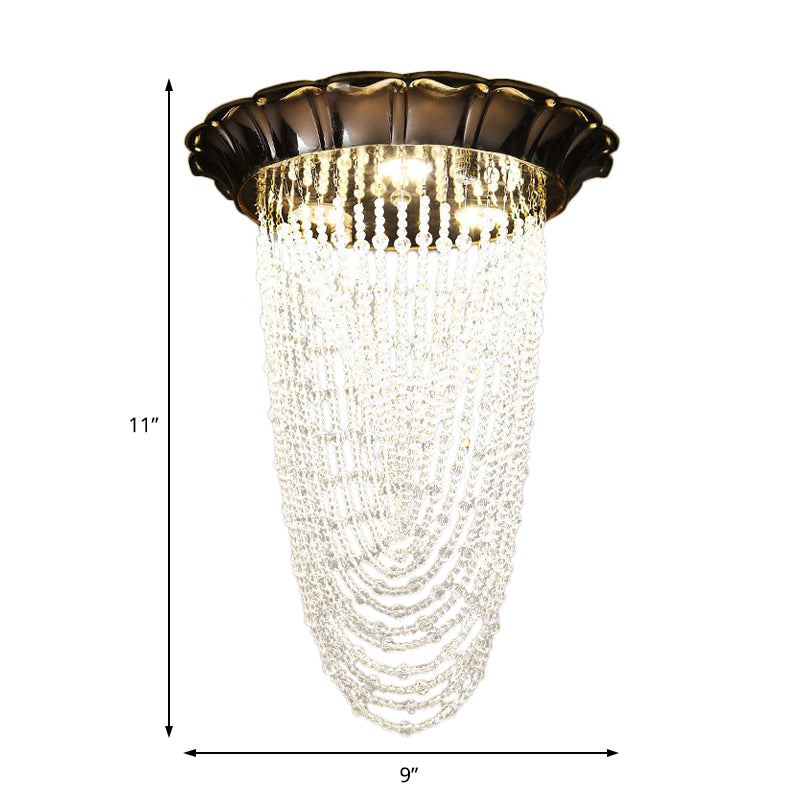 Beaded Flush Mount Light Simple Style Crystal Chain LED Chrome Ceiling Flush Mount Light Clearhalo 'Ceiling Lights' 'Close To Ceiling Lights' 'Close to ceiling' 'Flush mount' Lighting' 220612