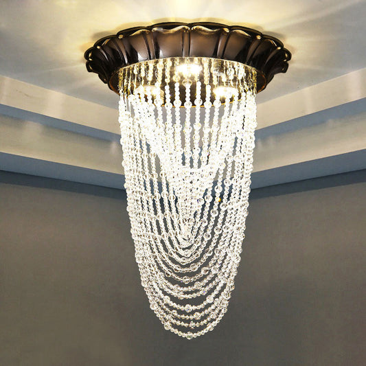 Beaded Flush Mount Light Simple Style Crystal Chain LED Chrome Ceiling Flush Mount Light Clearhalo 'Ceiling Lights' 'Close To Ceiling Lights' 'Close to ceiling' 'Flush mount' Lighting' 220614