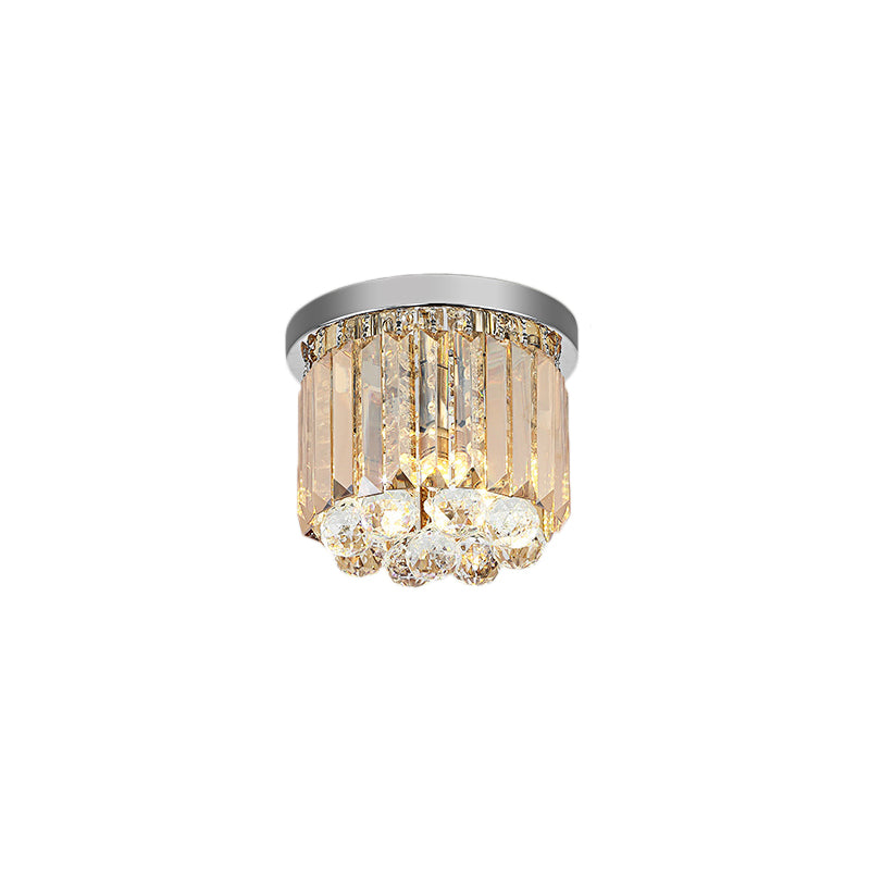 Drum Flush Mount Light Contemporary Rectangular-Cut 2/4/6 Lights Chrome Ceiling Light, 8.5"/12"/16" Dia Clearhalo 'Ceiling Lights' 'Close To Ceiling Lights' 'Close to ceiling' 'Flush mount' Lighting' 220626