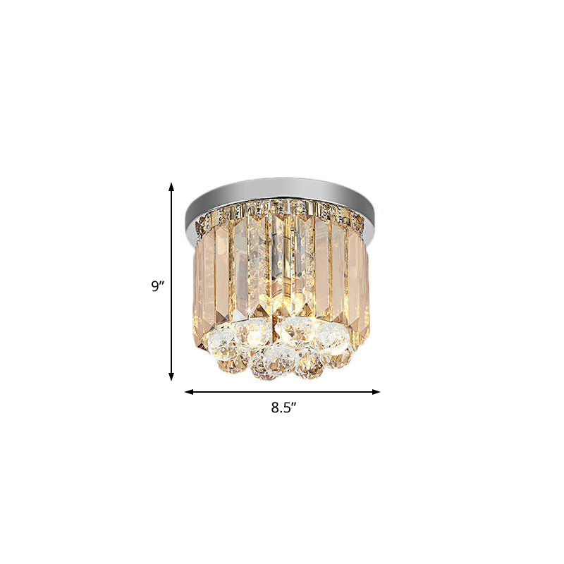 Drum Flush Mount Light Contemporary Rectangular-Cut 2/4/6 Lights Chrome Ceiling Light, 8.5"/12"/16" Dia Clearhalo 'Ceiling Lights' 'Close To Ceiling Lights' 'Close to ceiling' 'Flush mount' Lighting' 220627