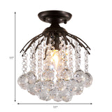 Cascading Semi Flush Mount Light Modern Faceted Crystal Ball 1 Light Black Ceiling Fixture Clearhalo 'Ceiling Lights' 'Close To Ceiling Lights' 'Close to ceiling' 'Semi-flushmount' Lighting' 220703