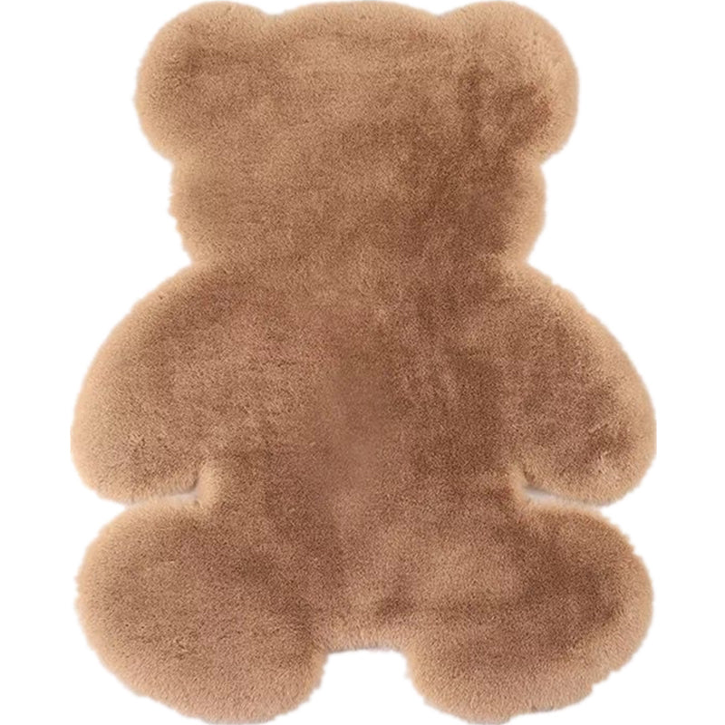 Bear Shape Plain Rug Multi Color Calming Area Carpet Cotton Blend Pet Friendly Machine Washable Rug for Kids Bedroom Camel Clearhalo 'Area Rug' 'Rug' 2207995