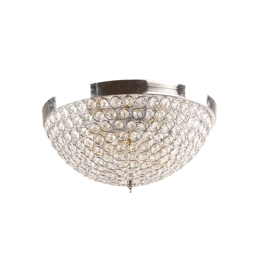 Dome Ceiling Light Fixture Contemporary Faceted Crystal Ball 2 Lights Chrome Flush Mount Light Clearhalo 'Ceiling Lights' 'Close To Ceiling Lights' 'Close to ceiling' 'Flush mount' Lighting' 220817