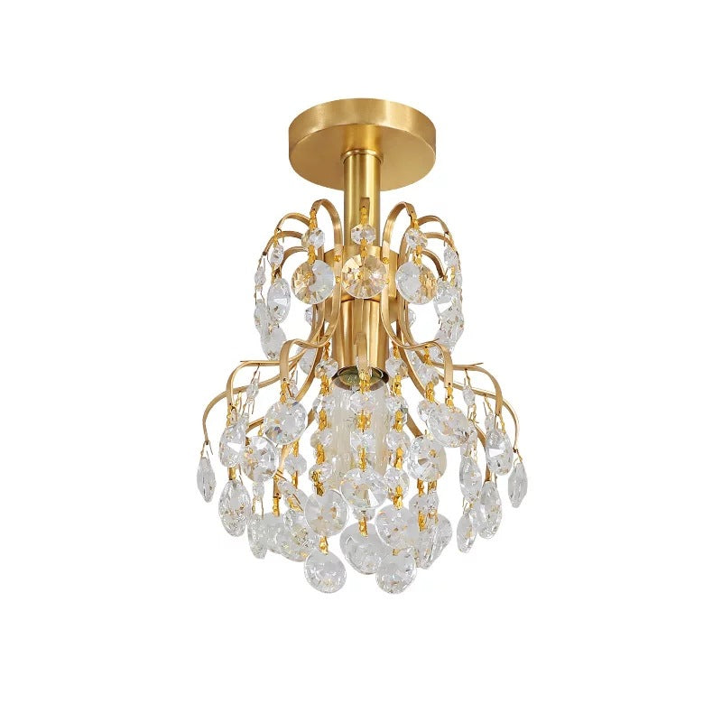 Modern Bent Arm Frame Ceiling Light Metal 1 Light Corridor Semi Flush Mount Light in Brass Clearhalo 'Ceiling Lights' 'Close To Ceiling Lights' 'Close to ceiling' 'Semi-flushmount' Lighting' 220823