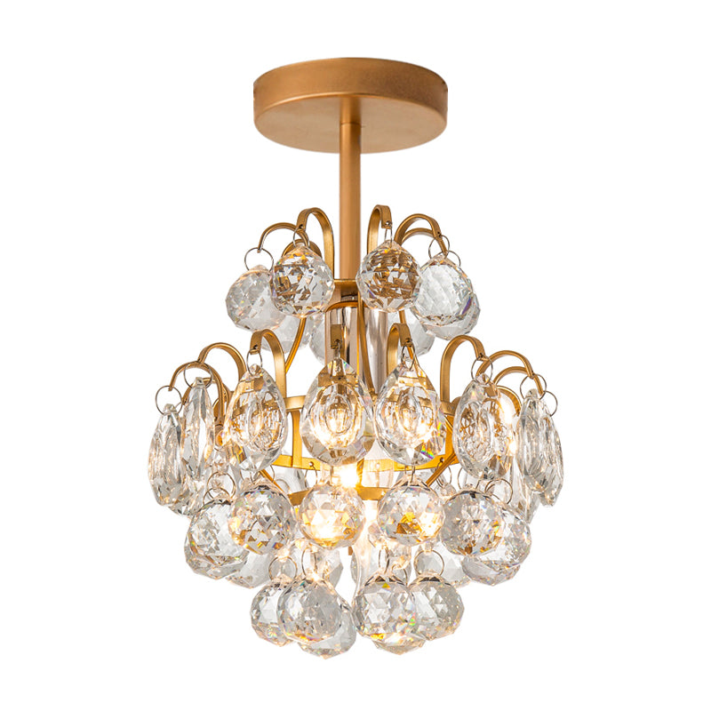 Modern Bent Arm Frame Ceiling Light Metal 1 Light Corridor Semi Flush Mount Light in Gold/Black Clearhalo 'Ceiling Lights' 'Close To Ceiling Lights' 'Close to ceiling' 'Semi-flushmount' Lighting' 220830