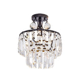 2 Tiers Semi Flush Mount Light Modernism Crystal Block 1 Light Black Ceiling Light Clearhalo 'Ceiling Lights' 'Close To Ceiling Lights' 'Close to ceiling' 'Semi-flushmount' Lighting' 220841