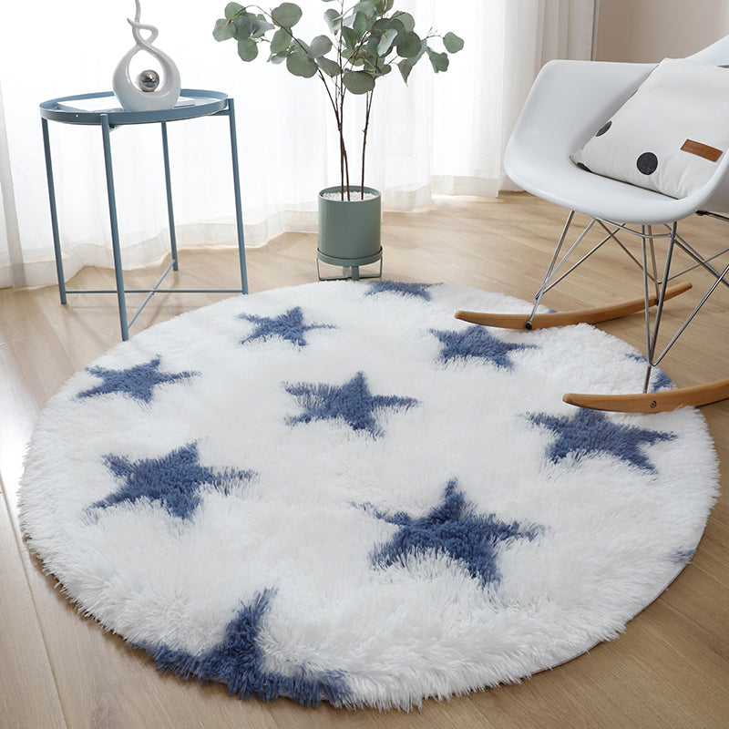 Casual Home Decor Rug Multi-Colored Tie Dye Pattern Carpet Faux Wool Washable Anti-Slip Backing Rug White-Blue Clearhalo 'Area Rug' 'Casual' 'Rugs' Rug' 2208463