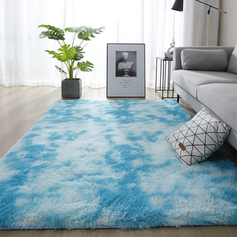 Modern Living Room Rug Multi Colored Tie Dye Print Carpet Faux Wool Non-Slip Backing Washable Indoor Rug Sky Blue Clearhalo 'Area Rug' 'Casual' 'Rugs' Rug' 2208502