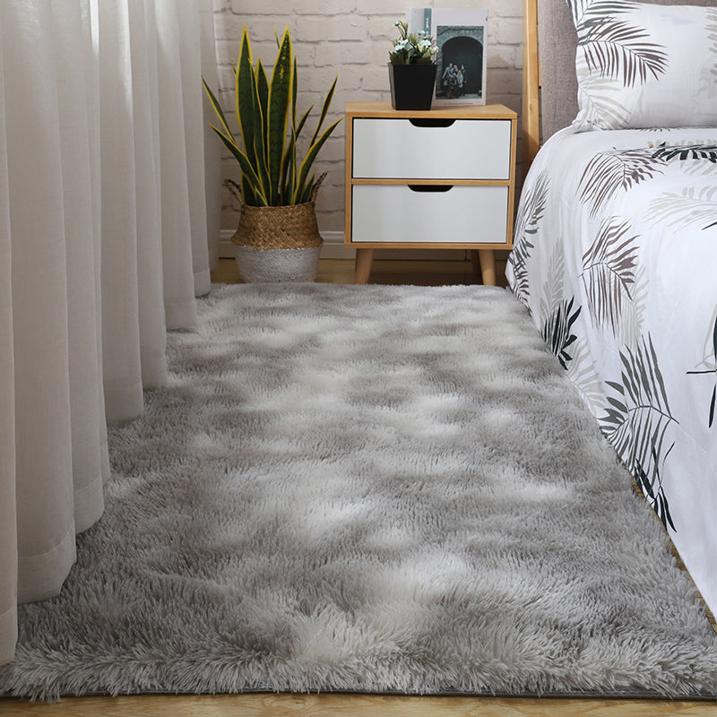 Simple Tie-Dye Print Rug Multi Colored Nordic Area Carpet Faux Wool Anti-Slip Backing Washable Rug for Bedroom Gray-White Clearhalo 'Area Rug' 'Casual' 'Rugs' Rug' 2208600