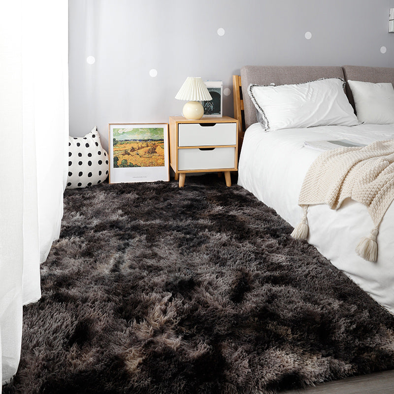 Relaxing Bedroom Rug Multi Colored Tie-Dye Printed Area Rug Faux Fur Anti-Slip Backing Washable Indoor Rug Black-Gray Clearhalo 'Area Rug' 'Casual' 'Rugs' Rug' 2208631