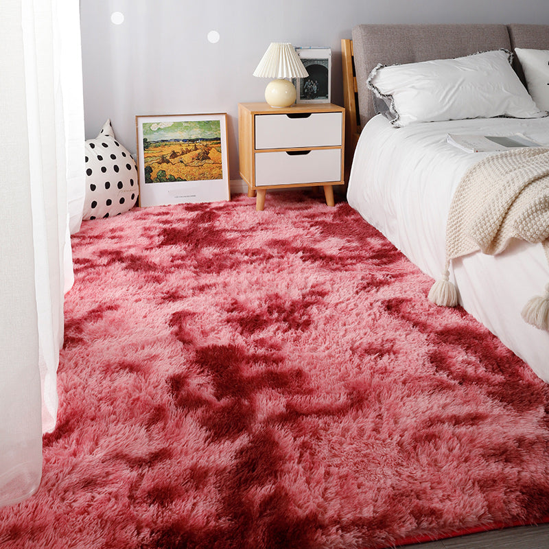 Relaxing Bedroom Rug Multi Colored Tie-Dye Printed Area Rug Faux Fur Anti-Slip Backing Washable Indoor Rug Rose Red Clearhalo 'Area Rug' 'Casual' 'Rugs' Rug' 2208633