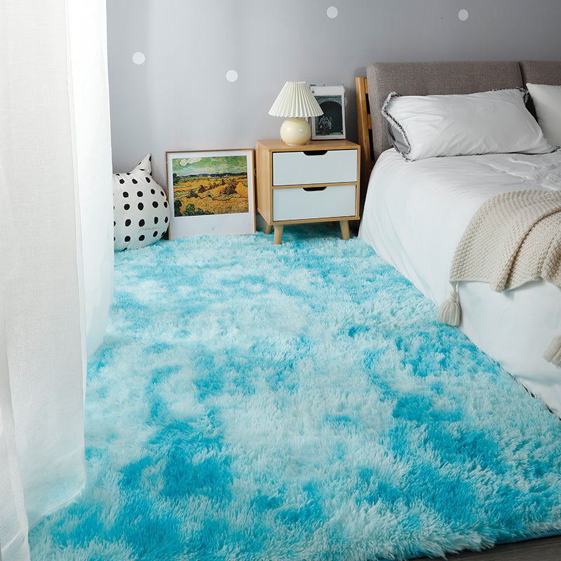 Relaxing Bedroom Rug Multi Colored Tie-Dye Printed Area Rug Faux Fur Anti-Slip Backing Washable Indoor Rug Sky Blue Clearhalo 'Area Rug' 'Casual' 'Rugs' Rug' 2208636