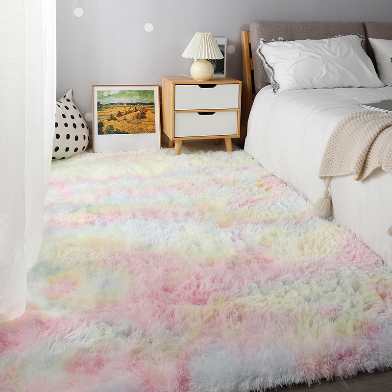 Relaxing Bedroom Rug Multi Colored Tie-Dye Printed Area Rug Faux Fur Anti-Slip Backing Washable Indoor Rug Pink-Yellow Clearhalo 'Area Rug' 'Casual' 'Rugs' Rug' 2208637