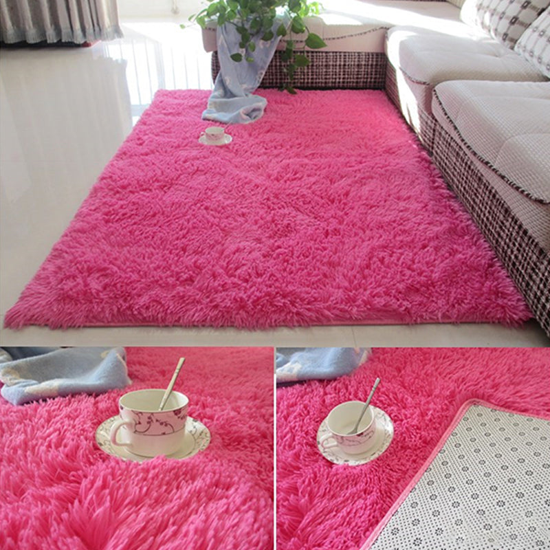 Multi Colored Modern Rug Shag Solid Color Carpet Pet Friendly Non-Slip Area Rug for Home Decor Rose Red Clearhalo 'Area Rug' 'Casual' 'Rugs' Rug' 2208694