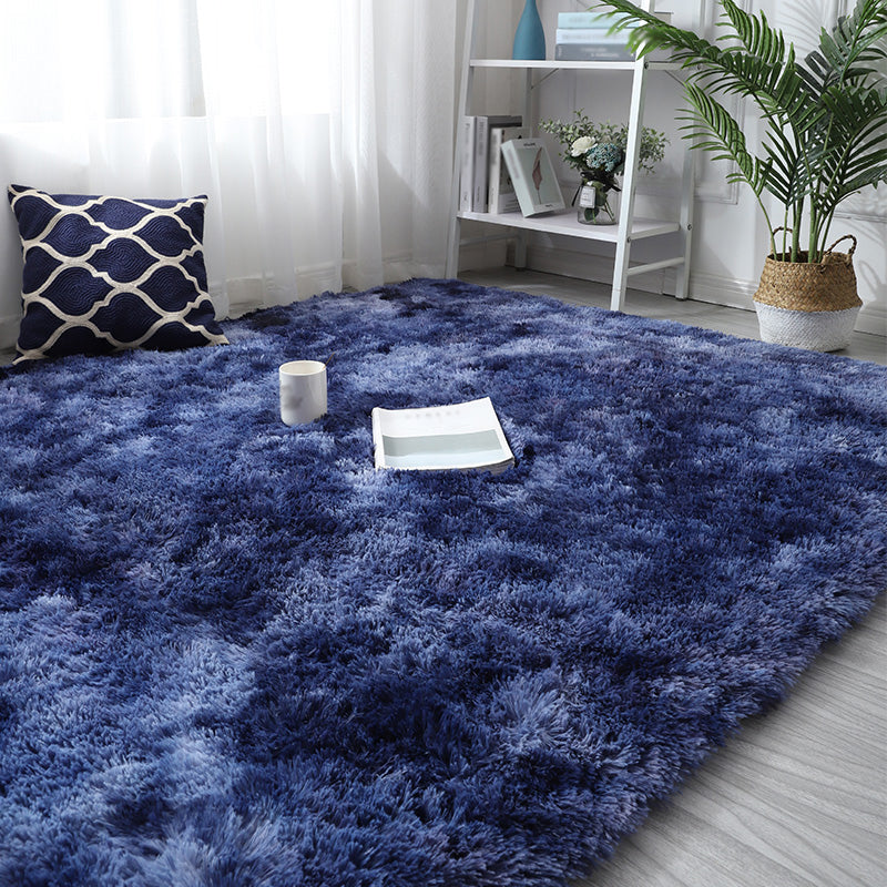 Casual Home Decor Rug Multi Colored Plain Area Rug Faux Fur Non-Slip Backing Easy Care Carpet Dark Blue Clearhalo 'Area Rug' 'Casual' 'Rugs' Rug' 2208817