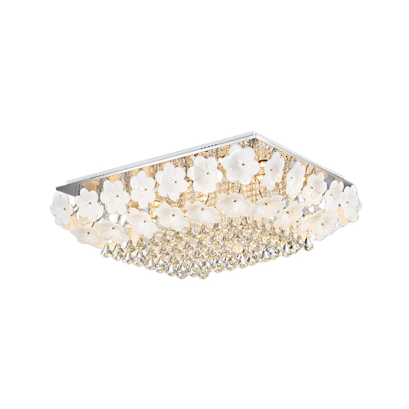 Rectangular Flush Mount Light Modern Crystal LED Chrome Ceiling Light Fixture for Living Room Clearhalo 'Ceiling Lights' 'Close To Ceiling Lights' 'Close to ceiling' 'Flush mount' Lighting' 220908