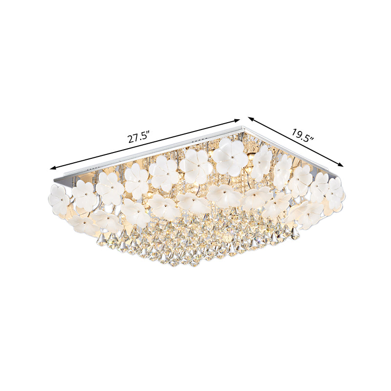 Rectangular Flush Mount Light Modern Crystal LED Chrome Ceiling Light Fixture for Living Room Clearhalo 'Ceiling Lights' 'Close To Ceiling Lights' 'Close to ceiling' 'Flush mount' Lighting' 220909