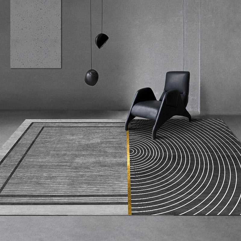 Trendy Living Room Rug Multi Color Abstract Print Carpet Polyster Anti-Slip Backing Stain-Resistant Rug Black-Gray Clearhalo 'Area Rug' 'Rug' 2209227