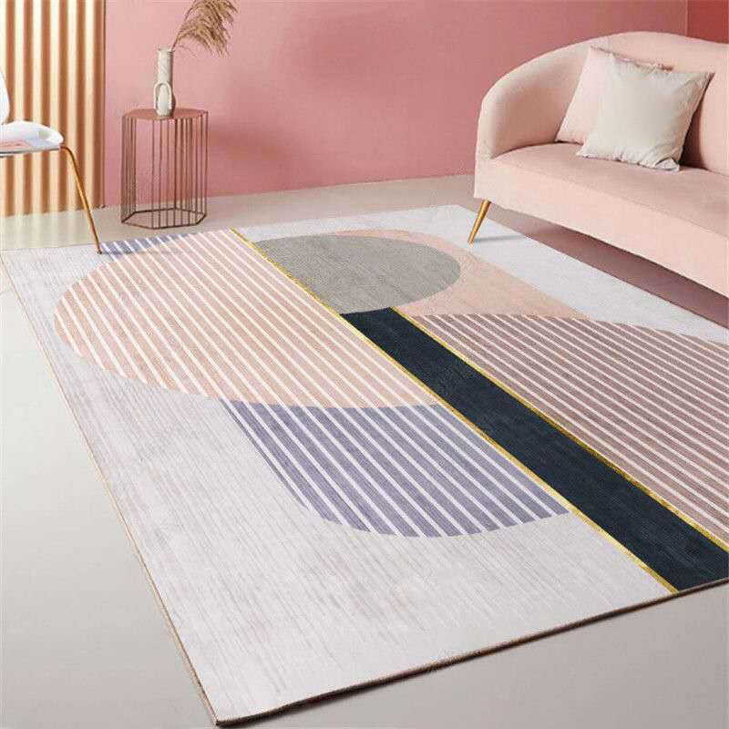 Trendy Living Room Rug Multi Color Abstract Print Carpet Polyster Anti-Slip Backing Stain-Resistant Rug Light Pink Clearhalo 'Area Rug' 'Rug' 2209237