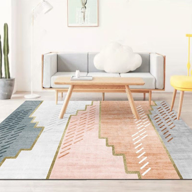 Trendy Living Room Rug Multi Color Abstract Print Carpet Polyster Anti-Slip Backing Stain-Resistant Rug Gray-White Clearhalo 'Area Rug' 'Rug' 2209240