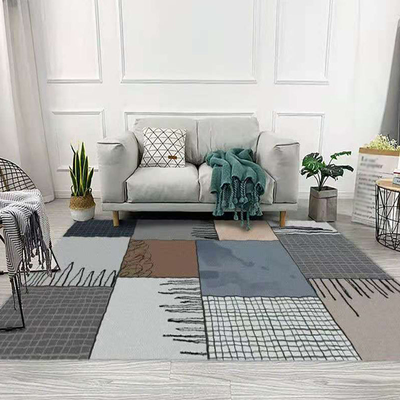 Trendy Living Room Rug Multi Color Abstract Print Carpet Polyster Anti-Slip Backing Stain-Resistant Rug Brown Clearhalo 'Area Rug' 'Rug' 2209248