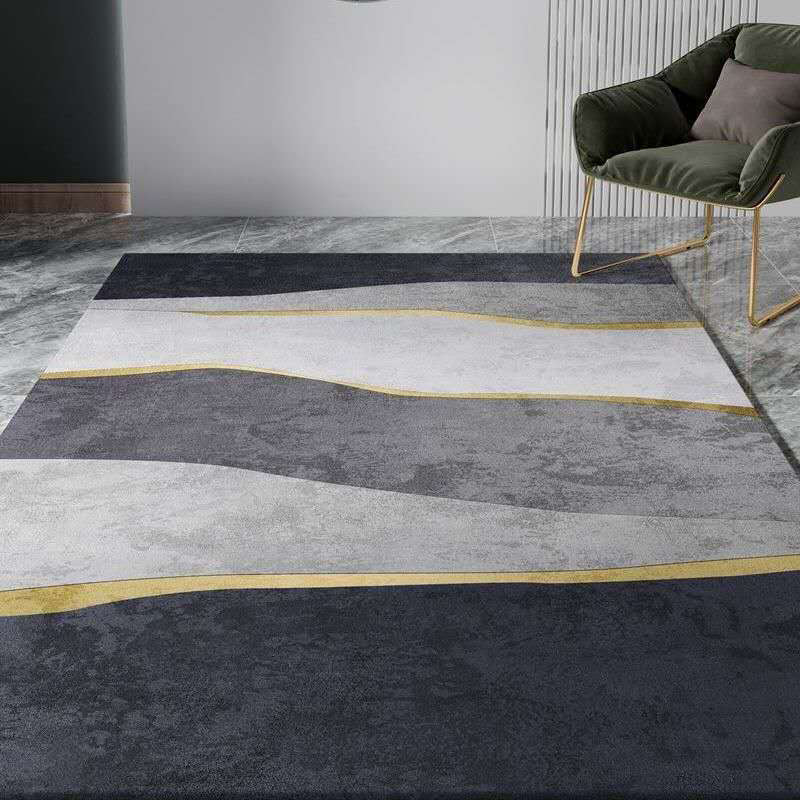 Trendy Living Room Rug Multi Color Abstract Print Carpet Polyster Anti-Slip Backing Stain-Resistant Rug Dark Blue Clearhalo 'Area Rug' 'Rug' 2209250