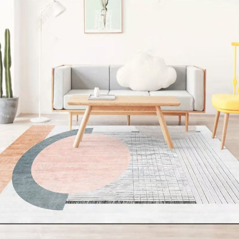 Trendy Living Room Rug Multi Color Abstract Print Carpet Polyster Anti-Slip Backing Stain-Resistant Rug Pink Clearhalo 'Area Rug' 'Rug' 2209252