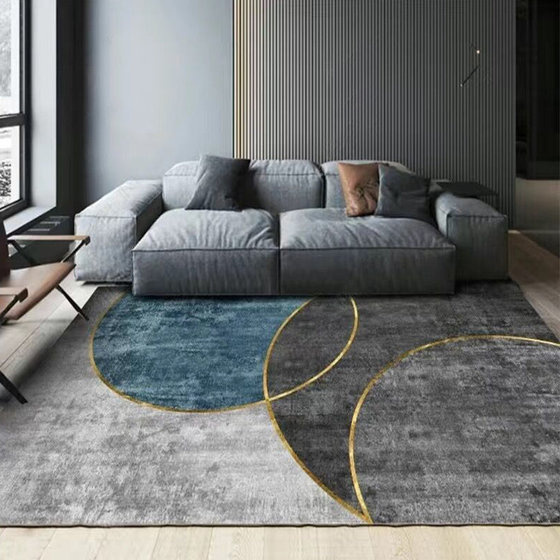 Trendy Living Room Rug Multi Color Abstract Print Carpet Polyster Anti-Slip Backing Stain-Resistant Rug Dark Blue-Gray Clearhalo 'Area Rug' 'Rug' 2209253