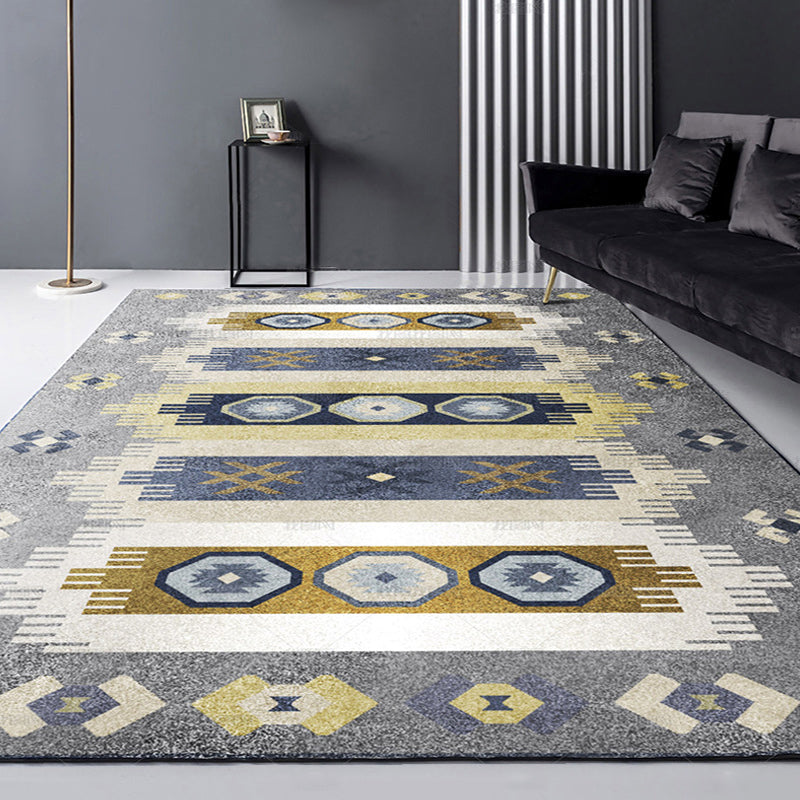 Trendy Living Room Rug Multi Color Abstract Print Carpet Polyster Anti-Slip Backing Stain-Resistant Rug Light Gray-Yellow Clearhalo 'Area Rug' 'Rug' 2209256