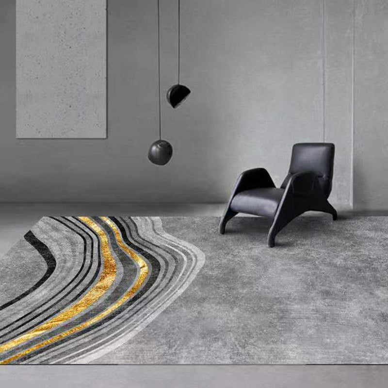 Trendy Living Room Rug Multi Color Abstract Print Carpet Polyster Anti-Slip Backing Stain-Resistant Rug Gray-Gold Clearhalo 'Area Rug' 'Rug' 2209257