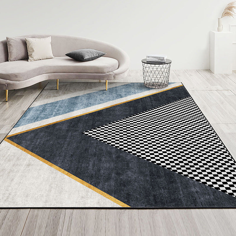 Trendy Living Room Rug Multi Color Abstract Print Carpet Polyster Anti-Slip Backing Stain-Resistant Rug Black-Blue Clearhalo 'Area Rug' 'Rug' 2209262