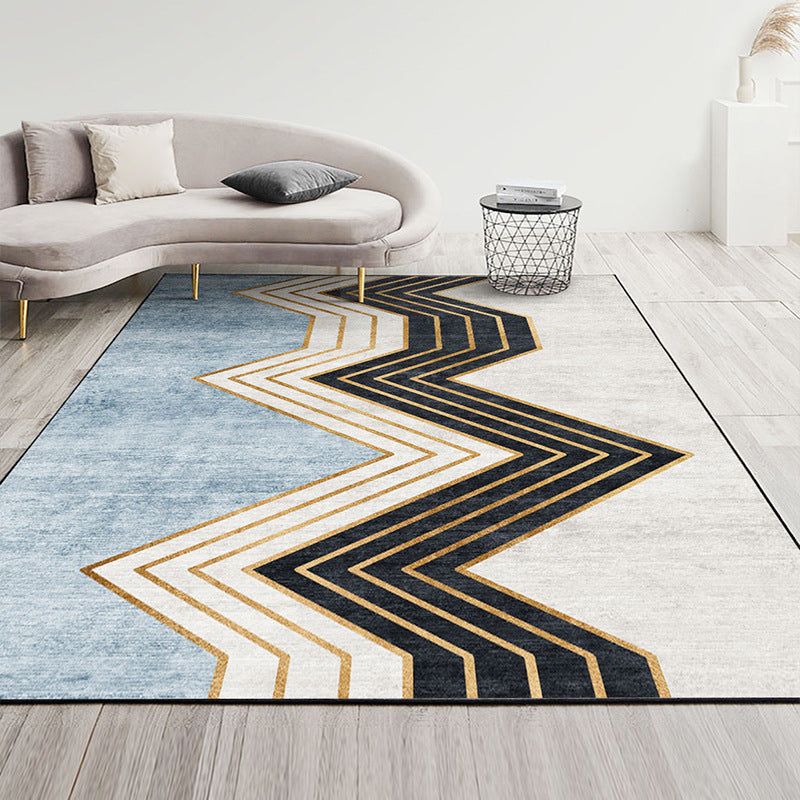 Trendy Living Room Rug Multi Color Abstract Print Carpet Polyster Anti-Slip Backing Stain-Resistant Rug Light Blue-Black Clearhalo 'Area Rug' 'Rug' 2209264