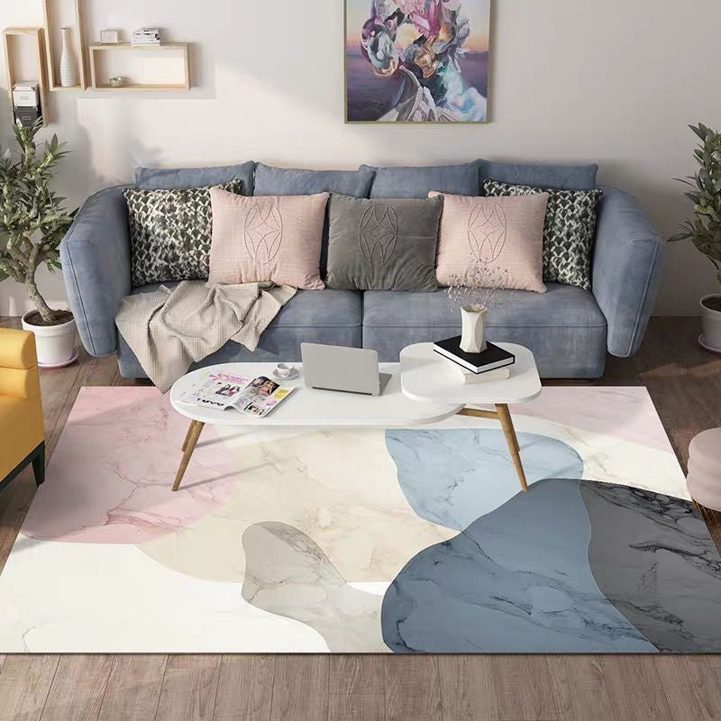 Trendy Living Room Rug Multi Color Abstract Print Carpet Polyster Anti-Slip Backing Stain-Resistant Rug Pink-Blue Clearhalo 'Area Rug' 'Rug' 2209267