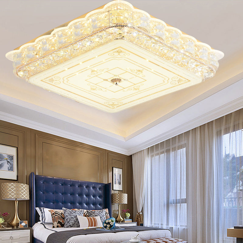 Contemporary LED Flush Mount Light with Crystal Shade Gold Square/Round Ceiling Light Fixture Clearhalo 'Ceiling Lights' 'Close To Ceiling Lights' 'Close to ceiling' 'Flush mount' Lighting' 220933